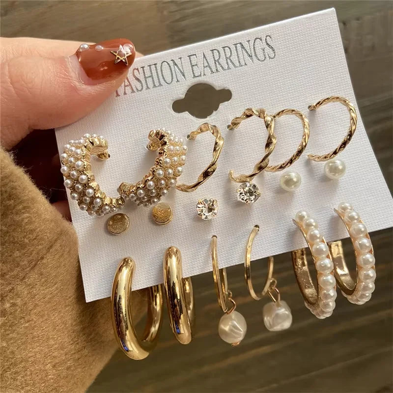 Fashion Geometric Hoop Earrings Set for Women