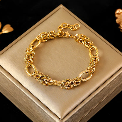 316L Stainless Steel Twisted Bracelet Bangles 18K Gold Plated Wrist Chain