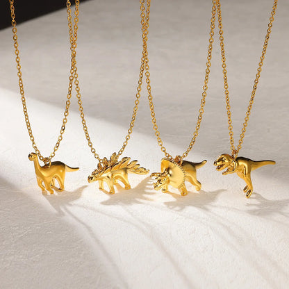 2025 Trendy Dinosaurs Pendant Necklace For Girls Boys Gold Color Wildlife Choker