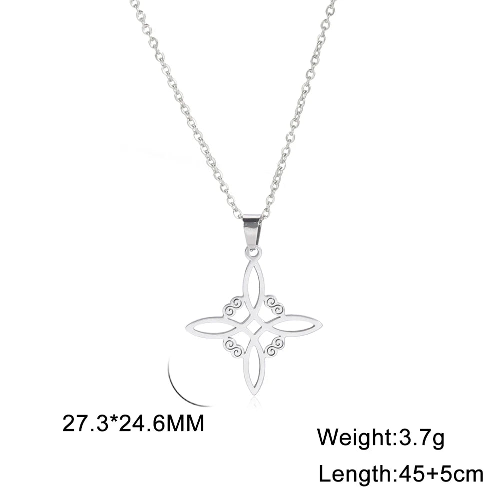 Wicca Witchcraft Witch Knot Necklace Stainless Steel