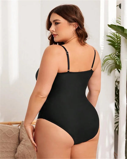 2025 Sexy Black Sreapped Plus Size Swimwear Women Push Up