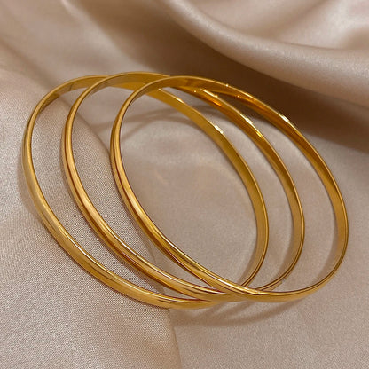 3pcs Glossy 18K Gold Plated Stainless Steel Bracelet