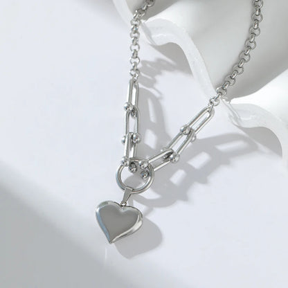 316L Stainless Steel Silver Color Heart Pendant Necklace