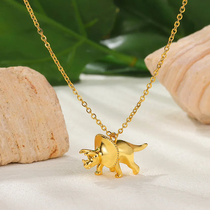 2025 Trendy Dinosaurs Pendant Necklace For Girls Boys Gold Color Wildlife Choker