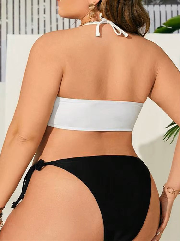 2025 Solid 2 Piece Plus Size Bikini Set Women