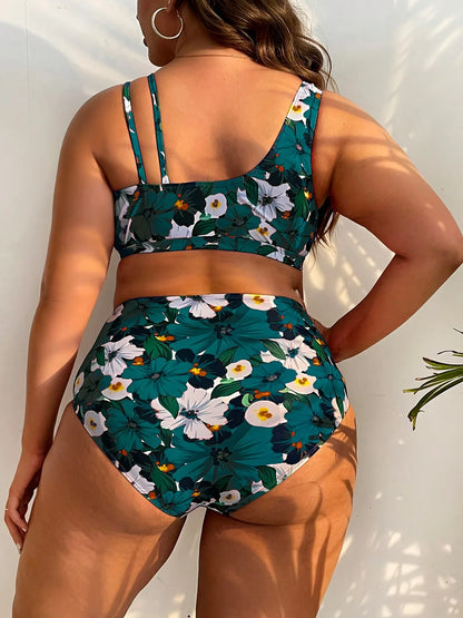 2025 Patchwork 2 Piece Plus Size Bikini Set Women Large Big Swimsuit