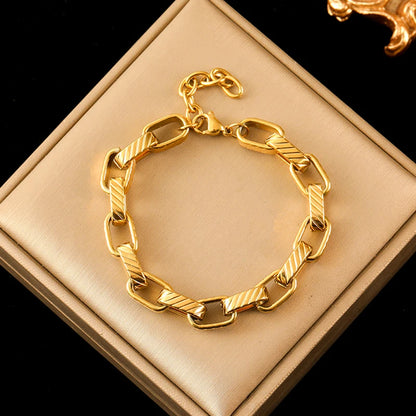 316L Stainless Steel Twisted Bracelet Bangles 18K Gold Plated Wrist Chain