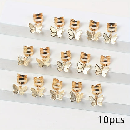 10pcs Alloy Butterfly Shaped Hair Braid Rings