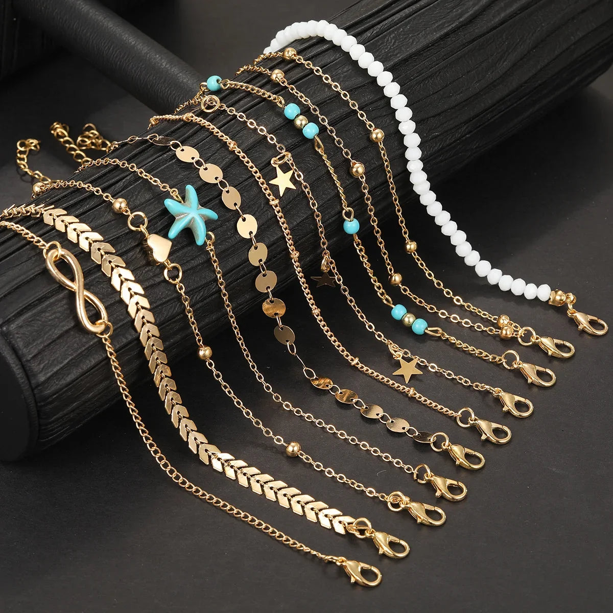 20 Pcs/Set Bohemian Twisted Snake Chain Anklet For Women