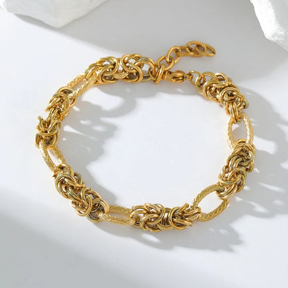 316L Stainless Steel Twisted Bracelet Bangles 18K Gold Plated Wrist Chain