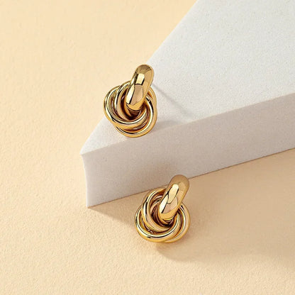 Gold SIlver Color Knot Hoop Earring for Women Fashion Shiny Plating Trendy Twist Stud Earring Stud Cute Daily Wear Jewelry