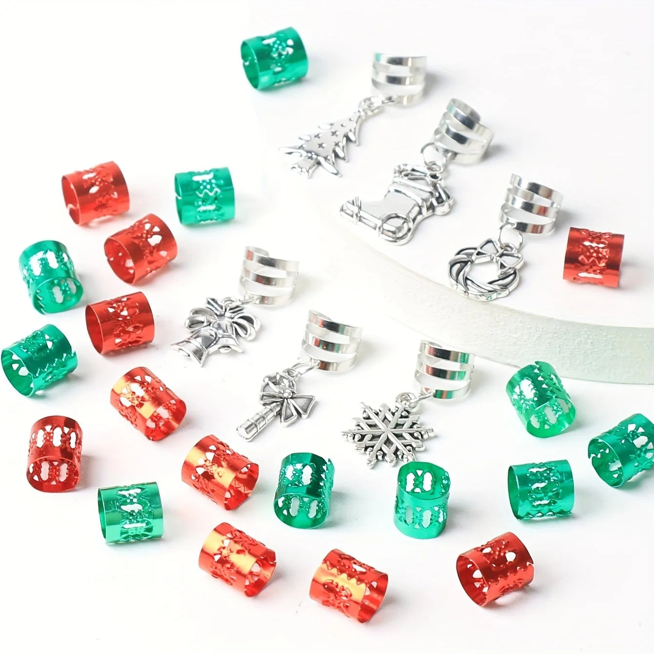 26 Pcs Christmas Decor Pendant Dreadlock Braid Hair Rings