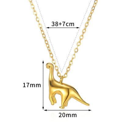 2025 Trendy Dinosaurs Pendant Necklace For Girls Boys Gold Color Wildlife Choker