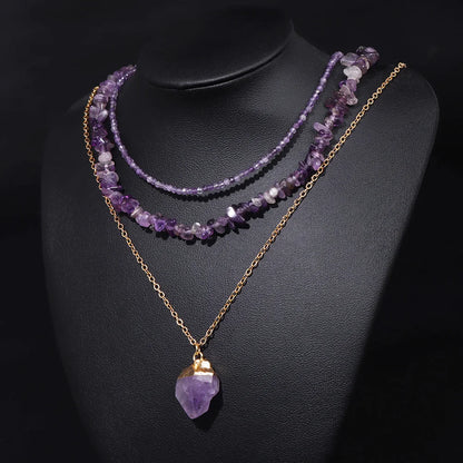 3pcs/set Natural Amethysts Beads Necklaces