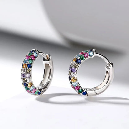 Colorful Crystal Round Hoop Earrings Fashion Magnetotherapy Weight Loss Slimming Jewelry