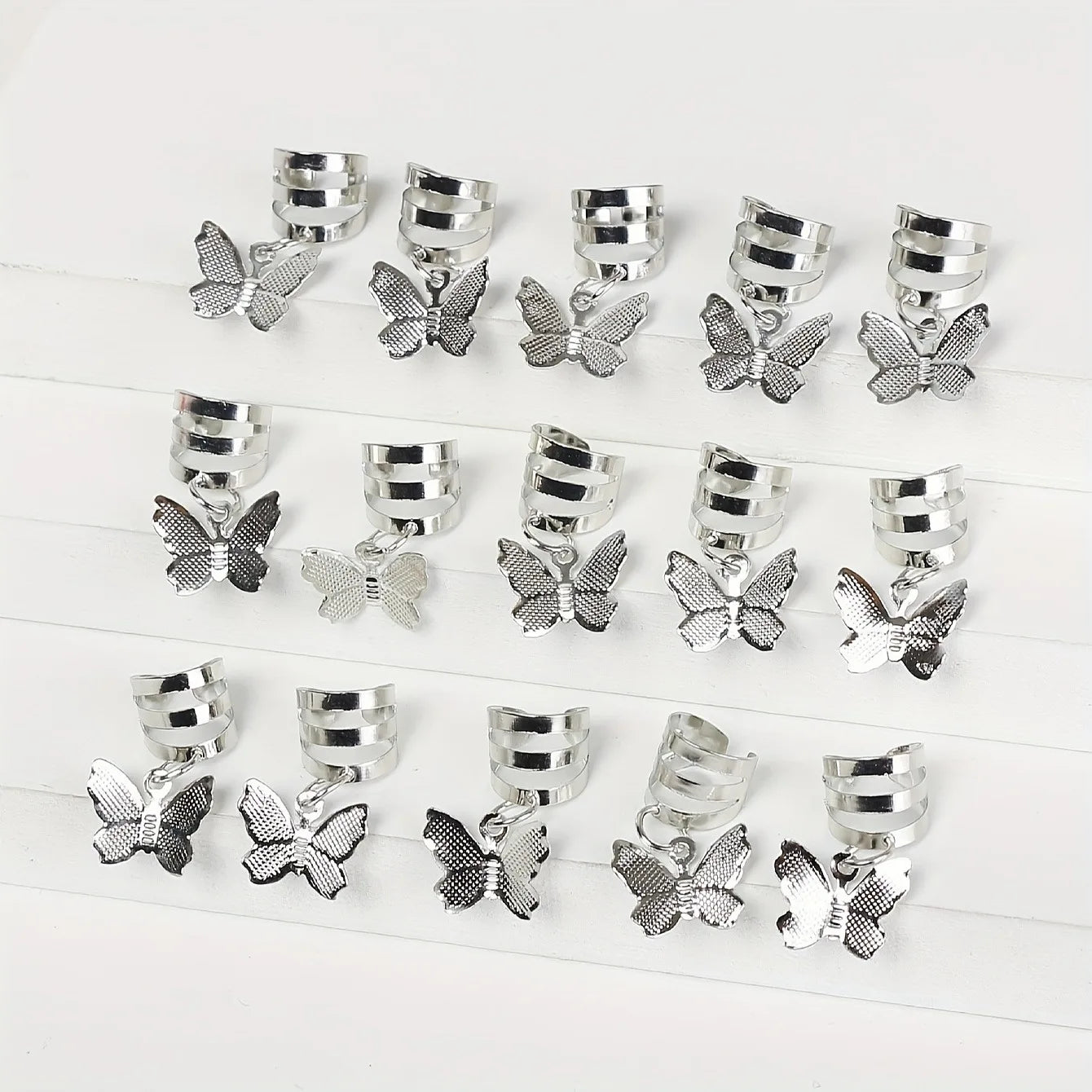 10pcs Alloy Butterfly Shaped Hair Braid Rings