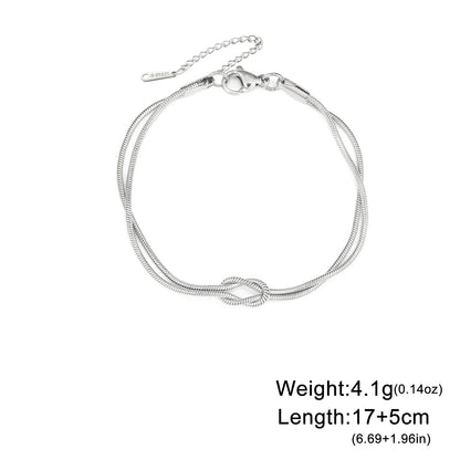 Simple and stylish double snake chain bracelet stainless steel