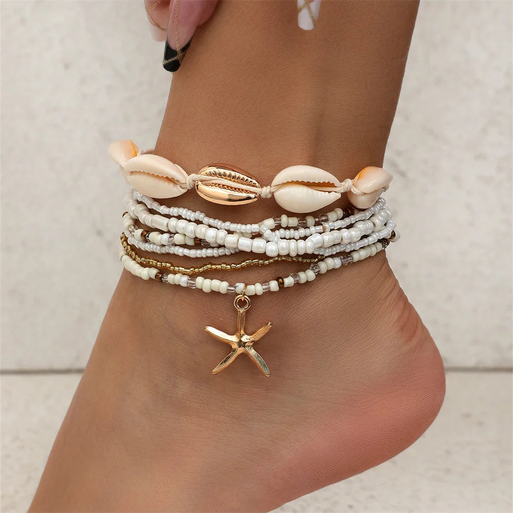 20 Pcs/Set Bohemian Twisted Snake Chain Anklet For Women