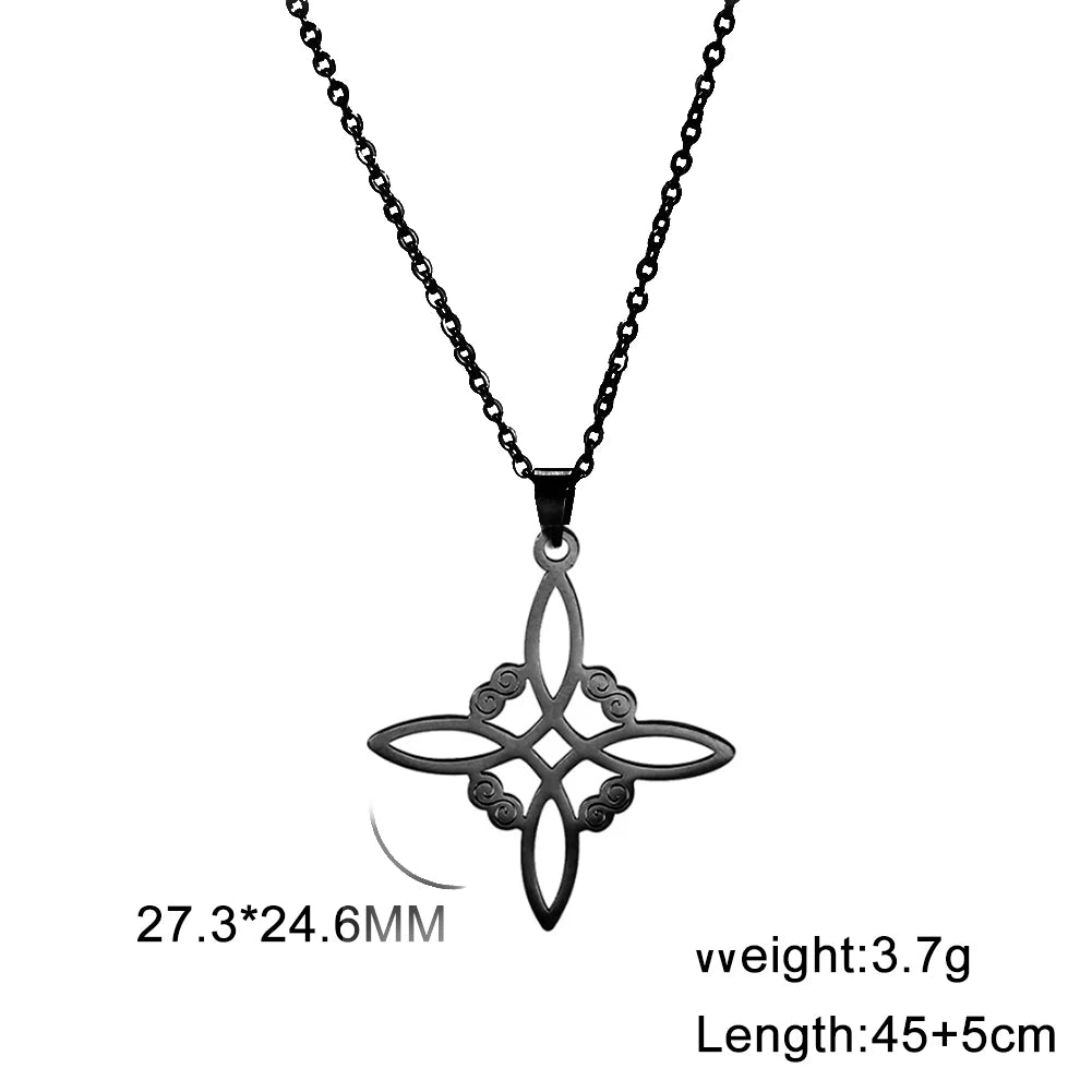 Wicca Witchcraft Witch Knot Necklace Stainless Steel