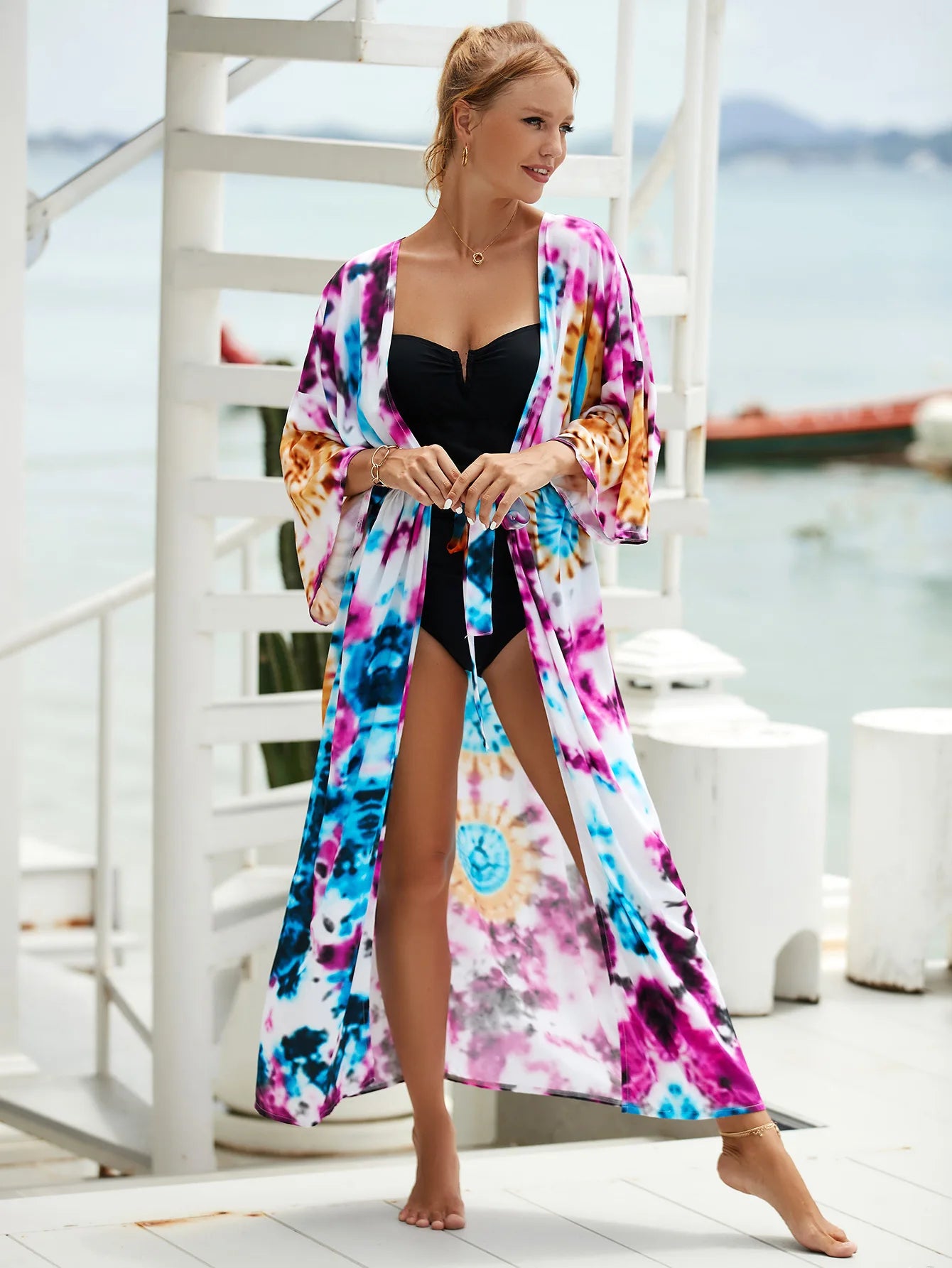 Bikinis Set Swimwear Cover Up Long Kimono Cardigan