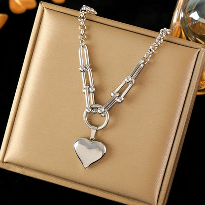 316L Stainless Steel Silver Color Heart Pendant Necklace