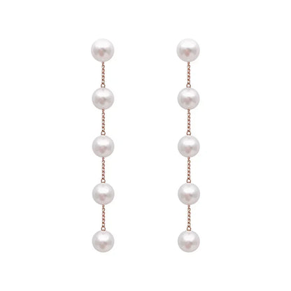 Pearl Long Earrings Women's Flower