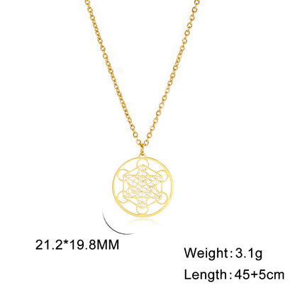 Stainless Steel Angel Seal Archangel Metatron Necklace Women Men Geometric The Secrets of the Kabbalists Garden Solomon Jewelry