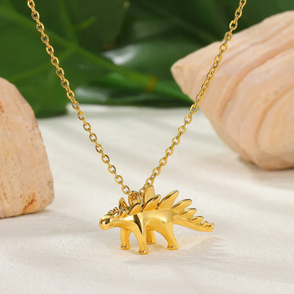 2025 Trendy Dinosaurs Pendant Necklace For Girls Boys Gold Color Wildlife Choker