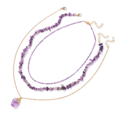 3pcs/set Natural Amethysts Beads Necklaces