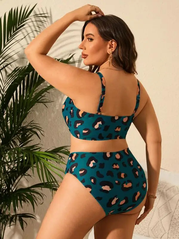 2025 Print 2 Piece Plus Size Bikini Set Women Push UP