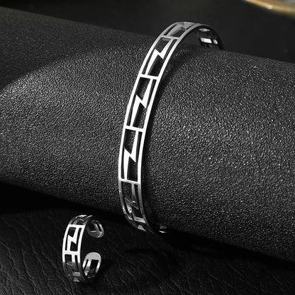 Stainless Steel Jewelry  exquisite Hollow design Ring Bracelet Combination Jewelry Set For Women Jewelry Gift