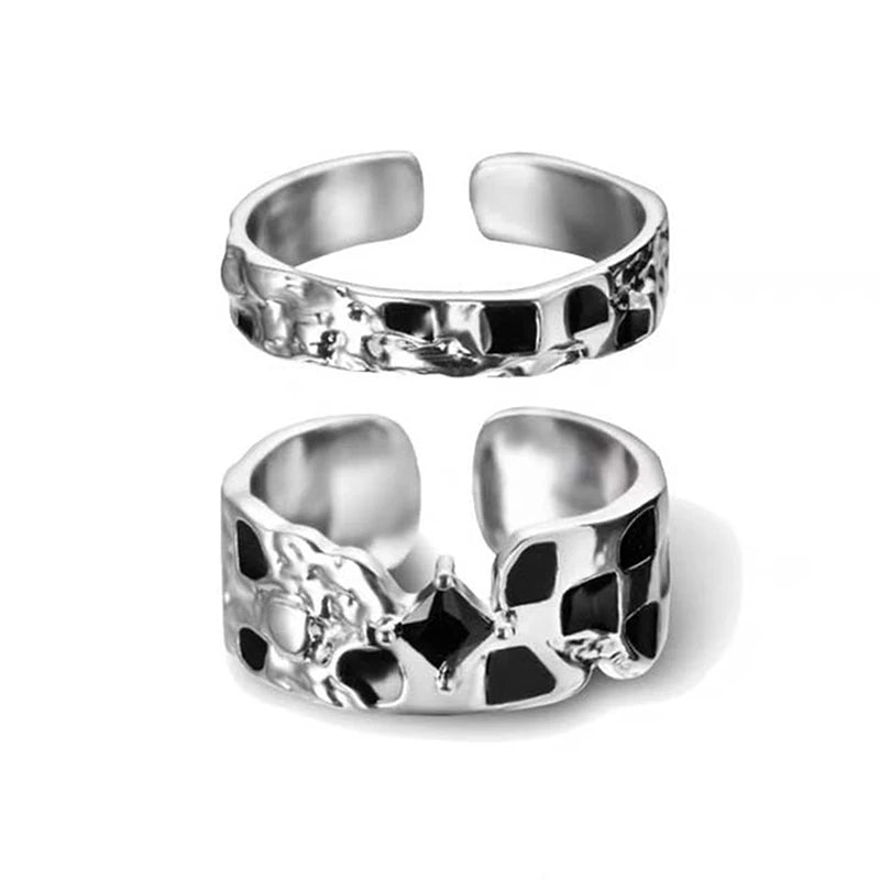 2PCS New Couple Rings For Women Sun Moon Dolphin Wings Cross Matching Jewelry Finger Open Adjustable Couple Engagement Ring