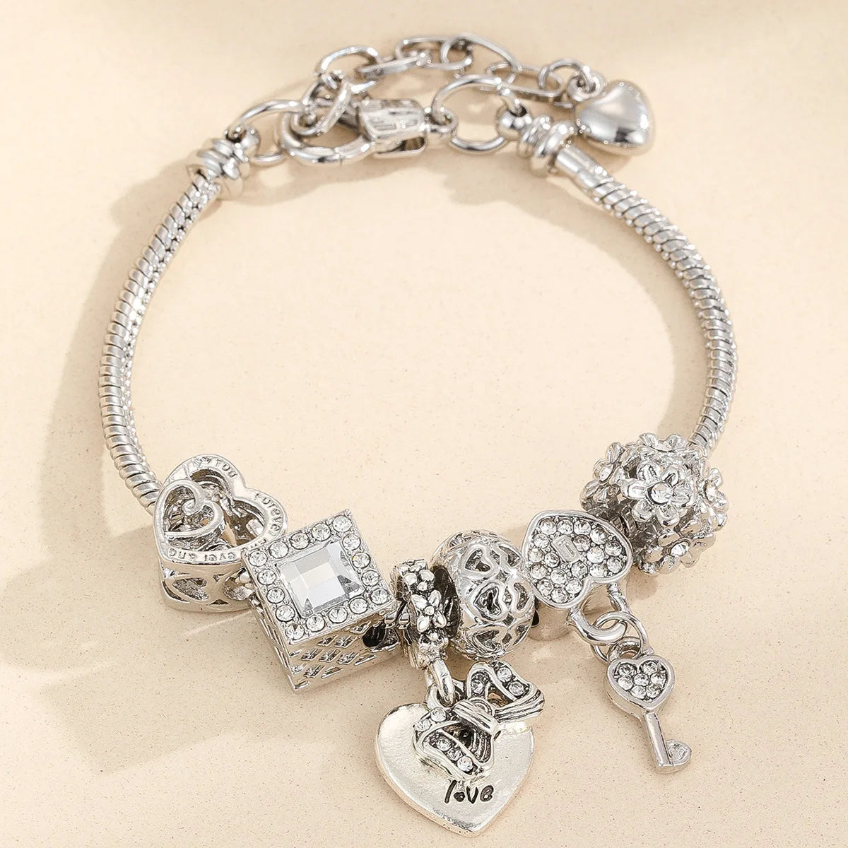 1PC  Multi Element Beaded Love Pan Bracelet