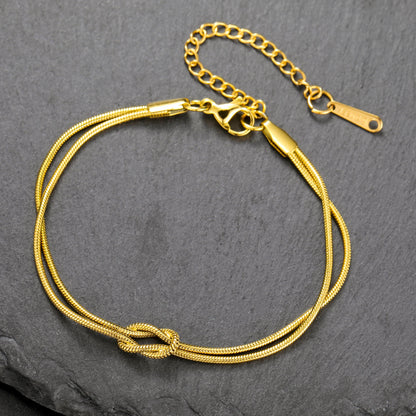 Simple and stylish double snake chain bracelet stainless steel