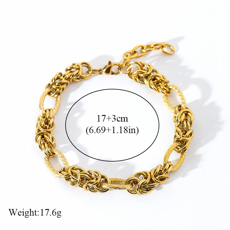 316L Stainless Steel Twisted Bracelet Bangles 18K Gold Plated Wrist Chain