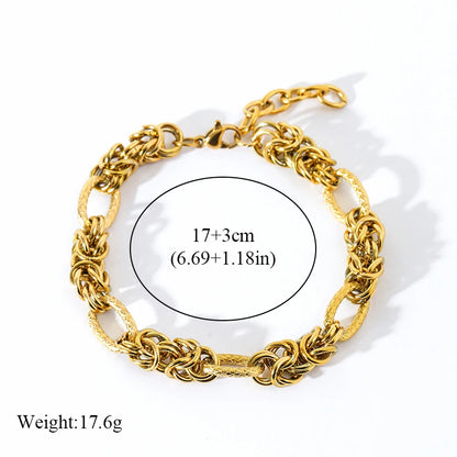 316L Stainless Steel Twisted Bracelet Bangles 18K Gold Plated Wrist Chain