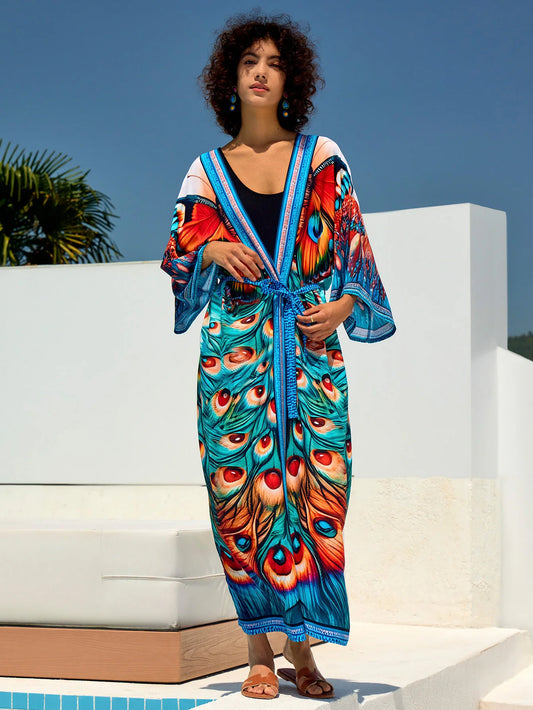 Bikini Bathing Suit Cover Up Open Front Kimono Cardigan