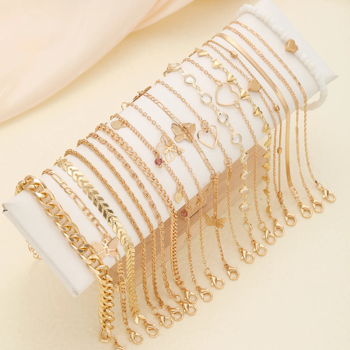 20 Pcs/Set Bohemian Twisted Snake Chain Anklet For Women