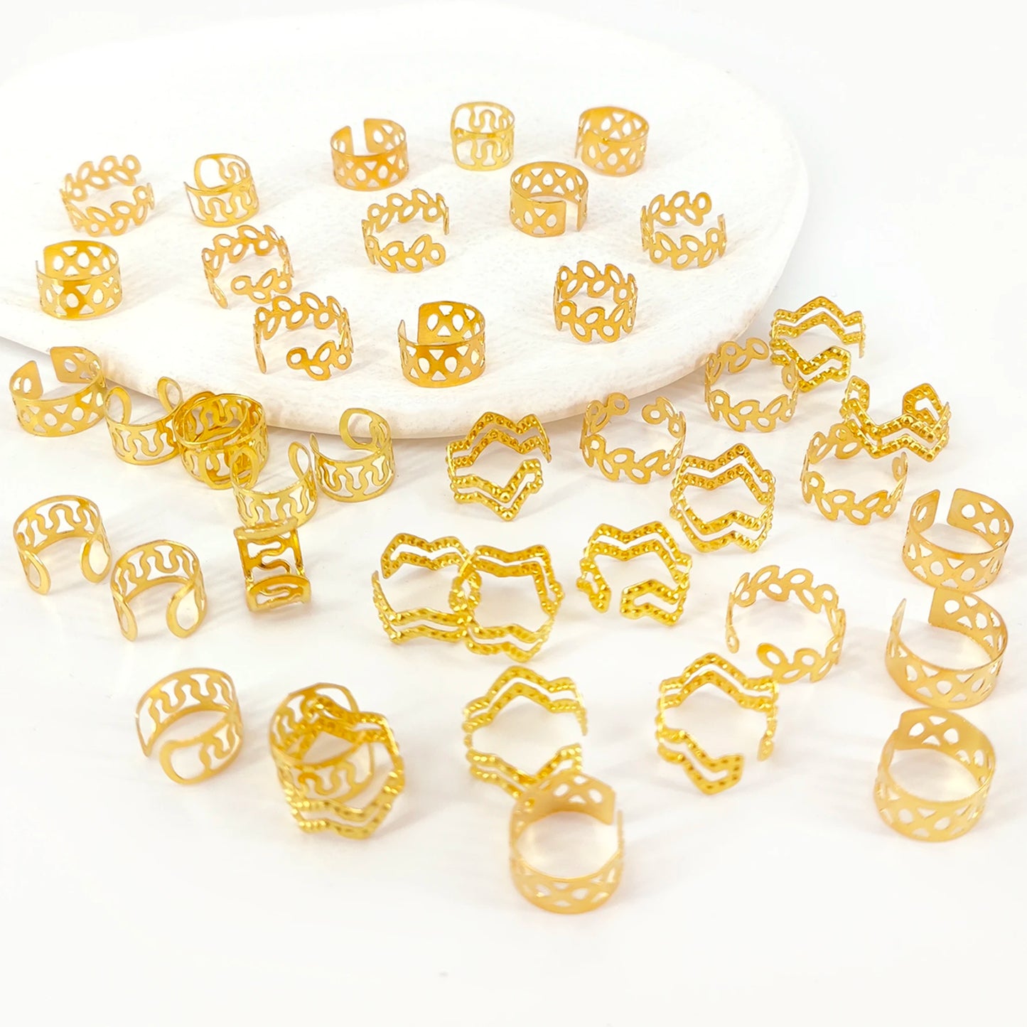 42pcs metal cutout simple fashion Braided Hair Rings,