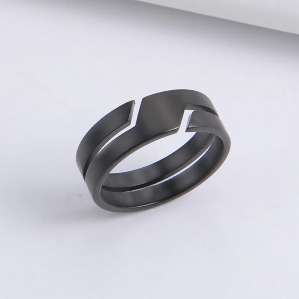 Stainless Steel Ring for Men Women Black Minimalist