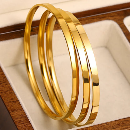 3pcs Glossy 18K Gold Plated Stainless Steel Bracelet