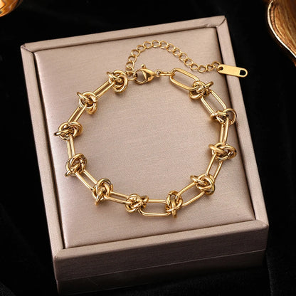 316L Stainless Steel Twisted Bracelet Bangles 18K Gold Plated Wrist Chain