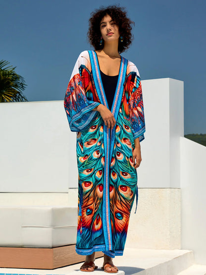 Bikini Bathing Suit Cover Up Open Front Kimono Cardigan