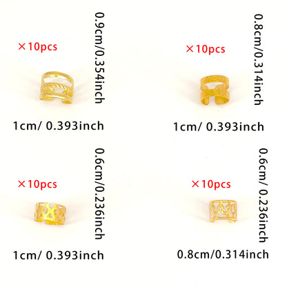 40Pcs Hair Cuffs Adjustable Hair Charms Metal