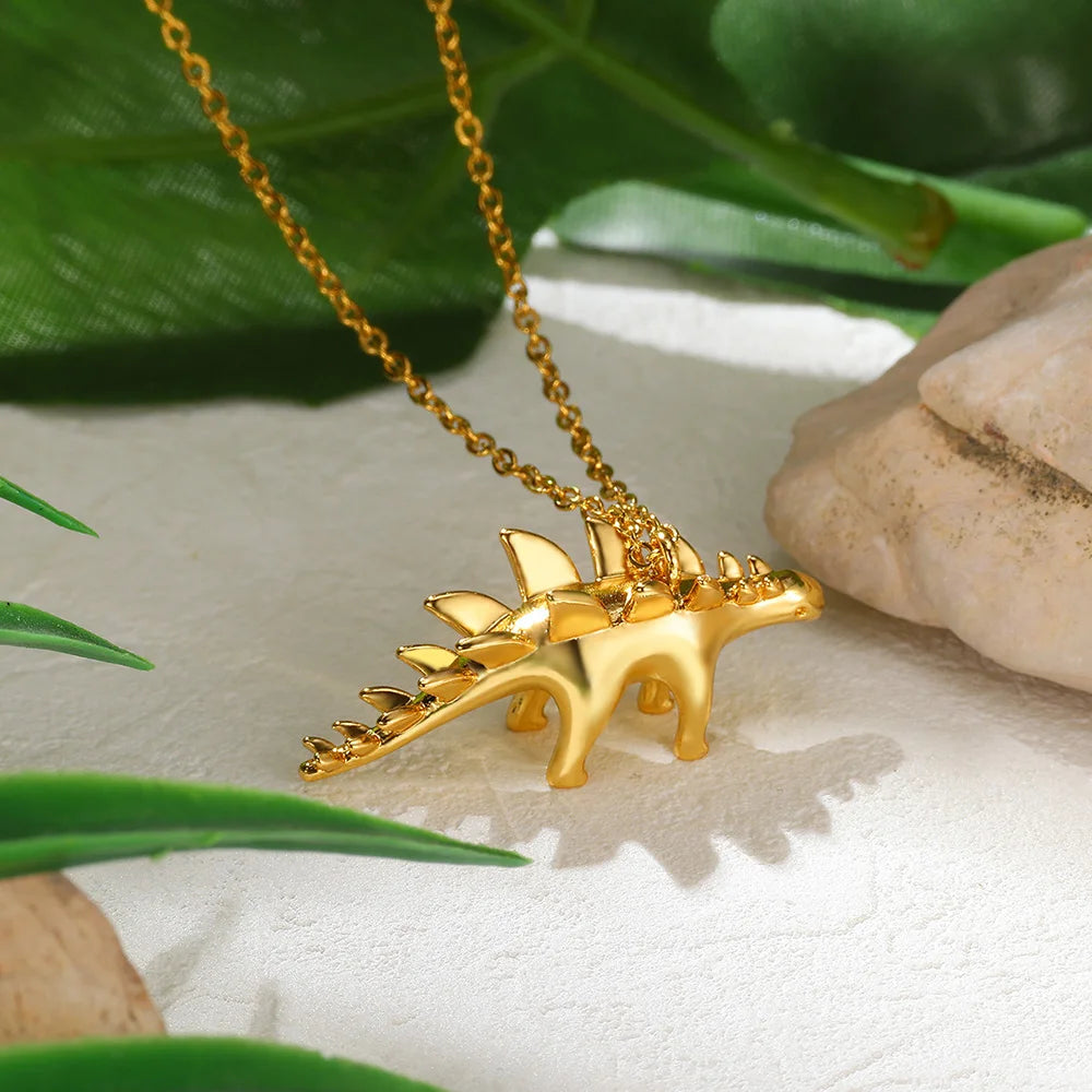 2025 Trendy Dinosaurs Pendant Necklace For Girls Boys Gold Color Wildlife Choker