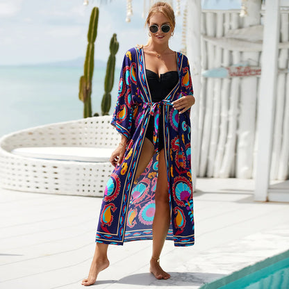 Bikinis Set Swimwear Cover Up Long Kimono Cardigan