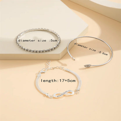 Silver Color Crystal Rhinestone Heart Bracelets