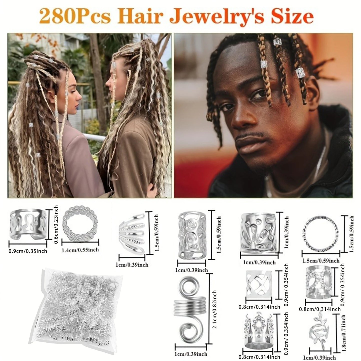 280pcsBraid Jewelry Accessories Silvery Metal Hair