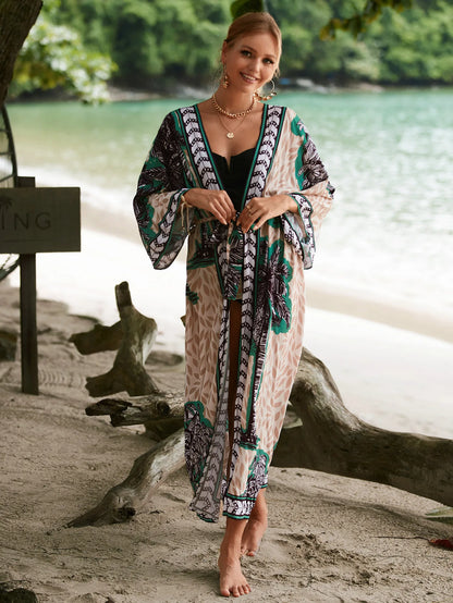 Bikinis Set Swimwear Cover Up Long Kimono Cardigan