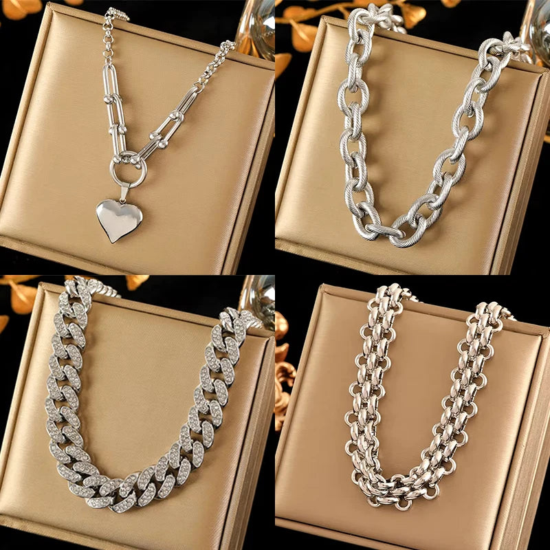 316L Stainless Steel Silver Color Heart Pendant Necklace